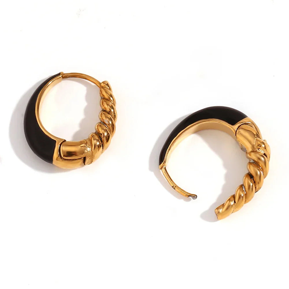 Brincos de Argola Esmaltados com Detalhe Torcido