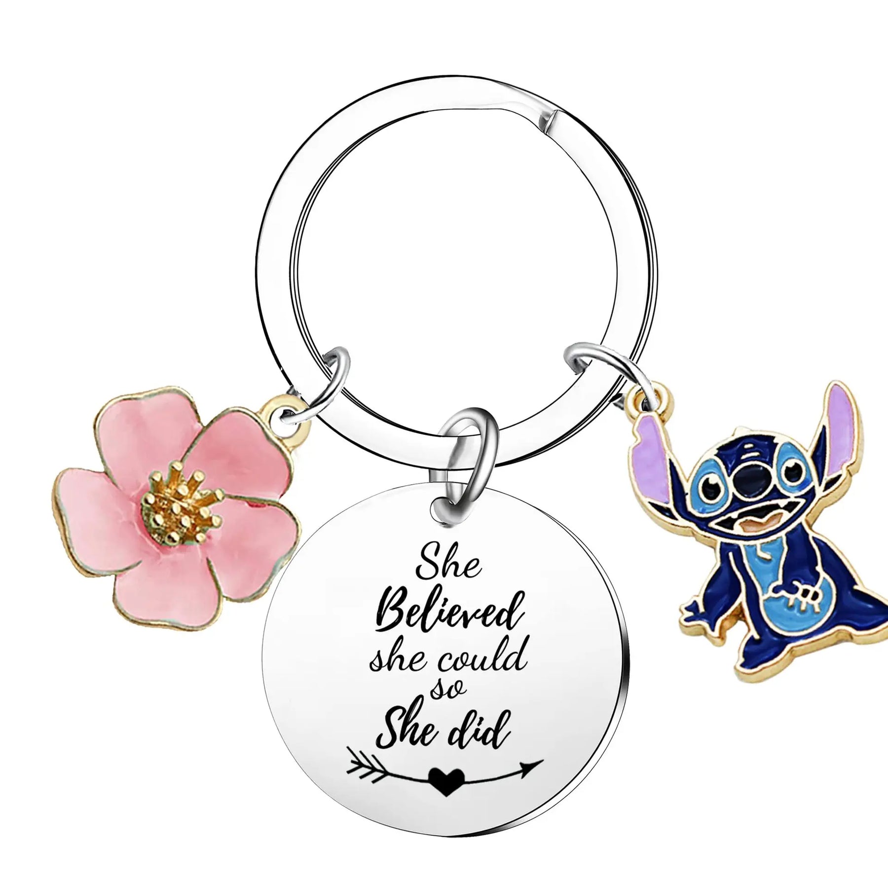 Cute Cartoon Stitch Couple Necklace Stainless Steel Heart Pendant Neck Chain Lovers Best Friends Jewelry Gift