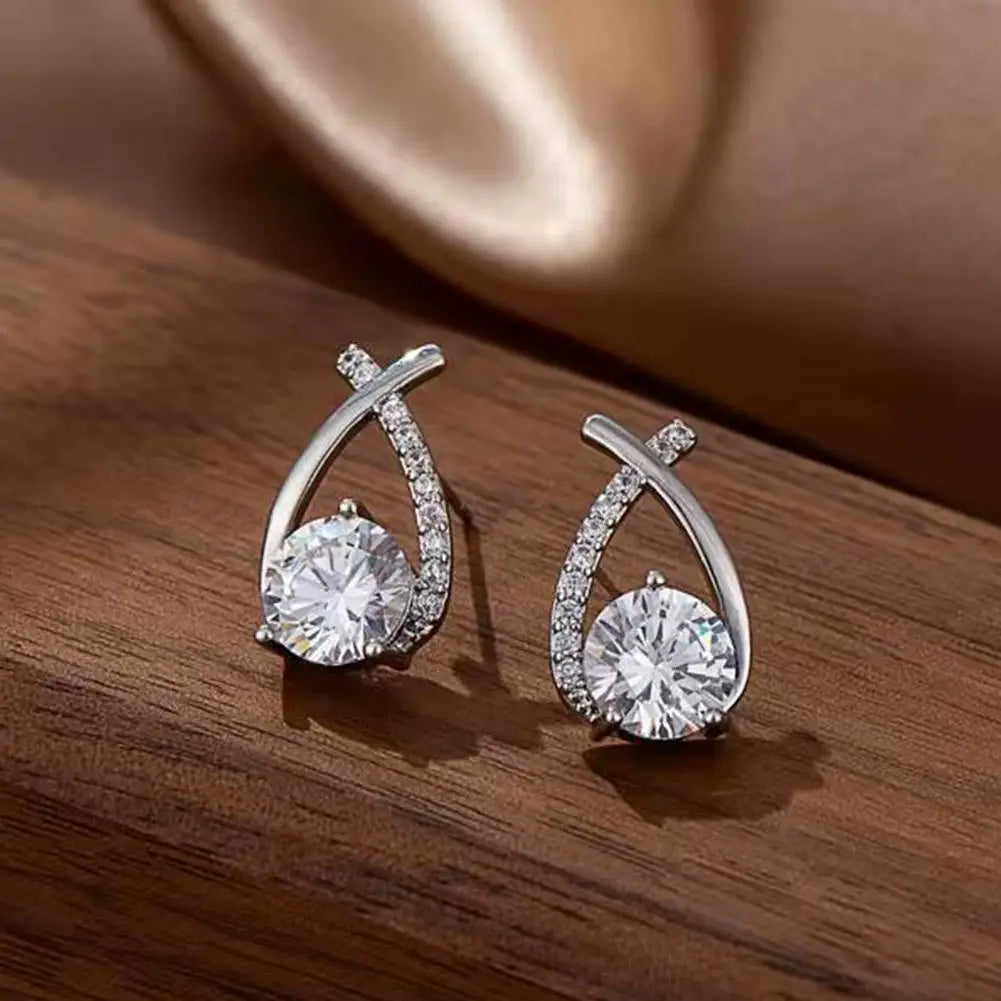 Brincos Cruzados Elegantes com Cristais