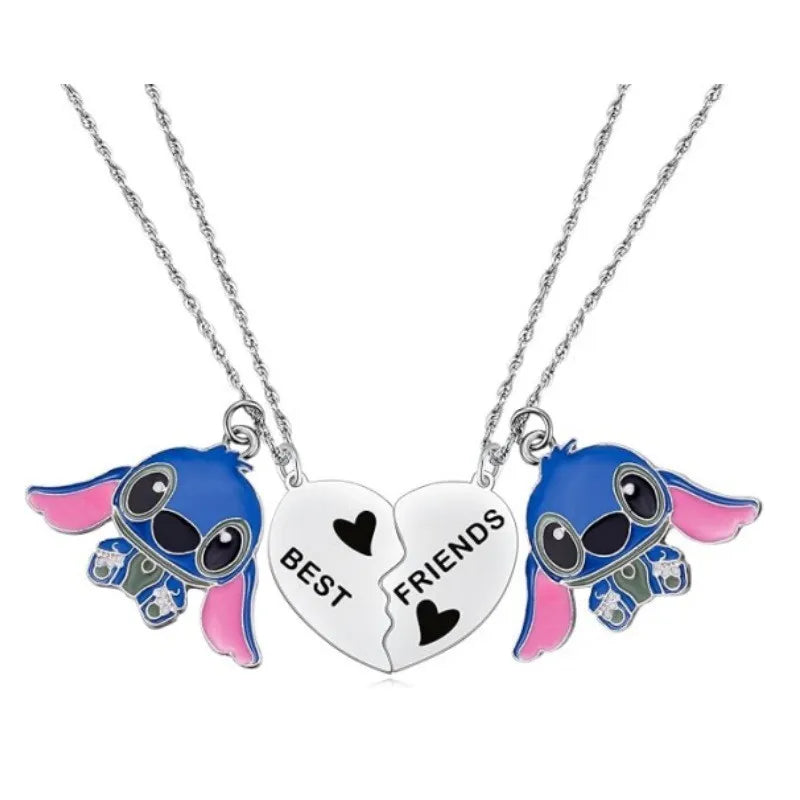 Disney Lilo & Stitch Necklace Stainless Steel Best Friends Heart Matching Necklace Pendant Eternity Necklace For Good Friend