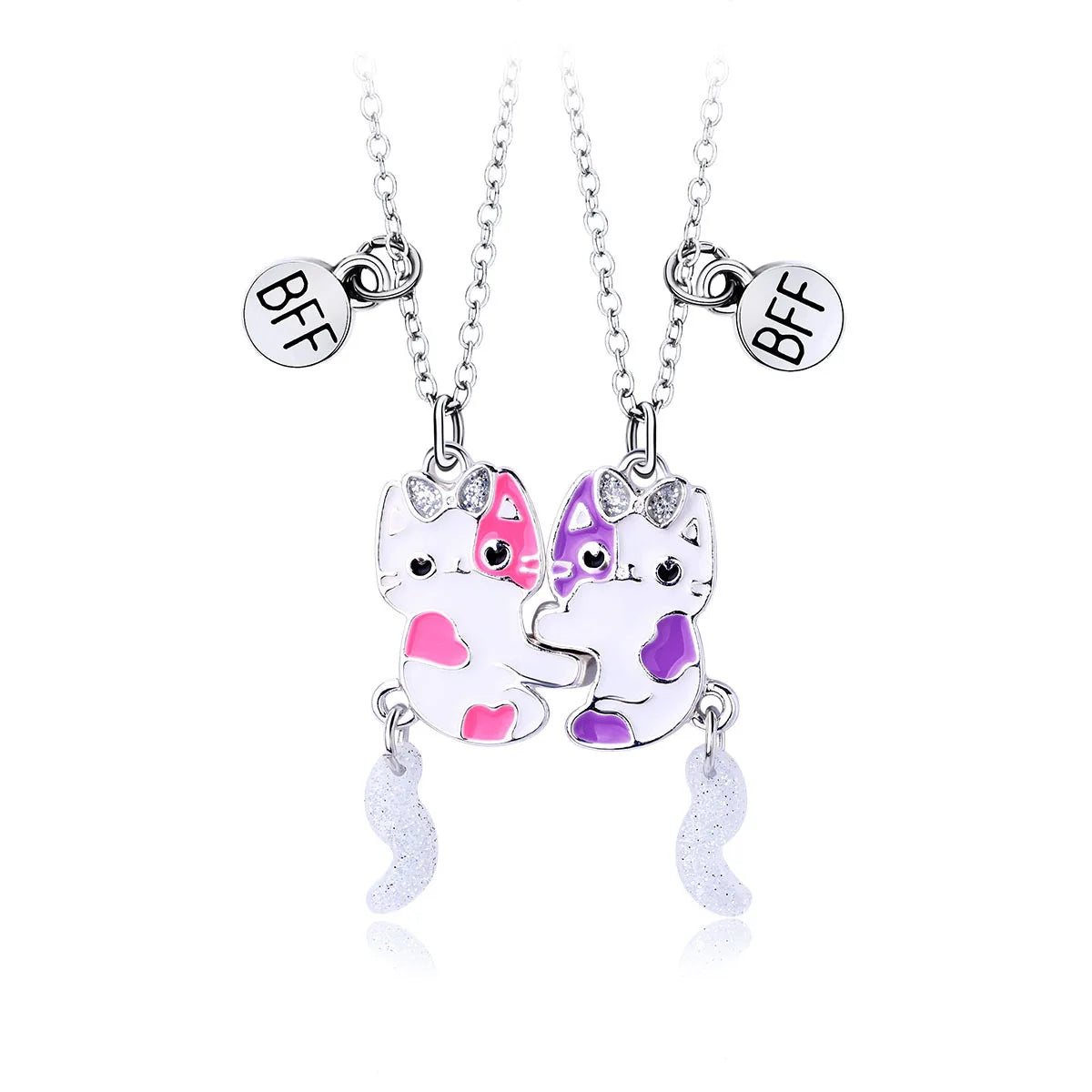 Cute Animal Magnet Necklaces for Women Girls Kawaii Best Friends Cat Rabbit Animal Pendant Chain BFF Friendship Jewelry Gifts