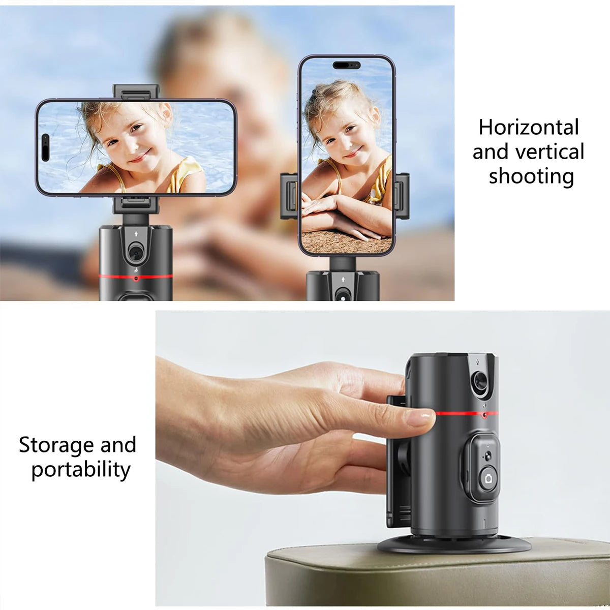 Suporte de telefone com rotação automática de 360 graus, rastreamento facial, dobrável, operação por gestos para smartphone móvel, vlog, transmissão ao vivo