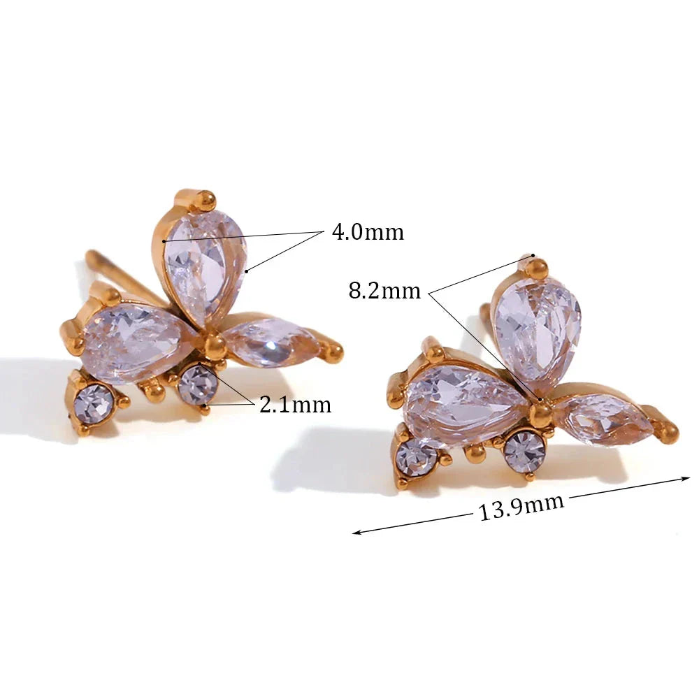 Brincos Elegantes Folha de Zircônia Belle