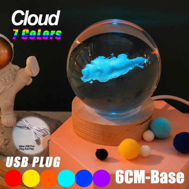 Luminária LED USB com Bola de Cristal Galáxia