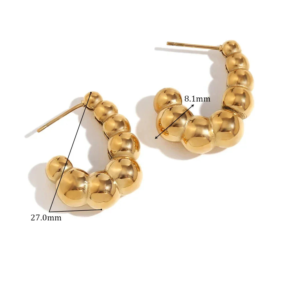 Brincos Elegantes de Ouro 18K com Design Curvado