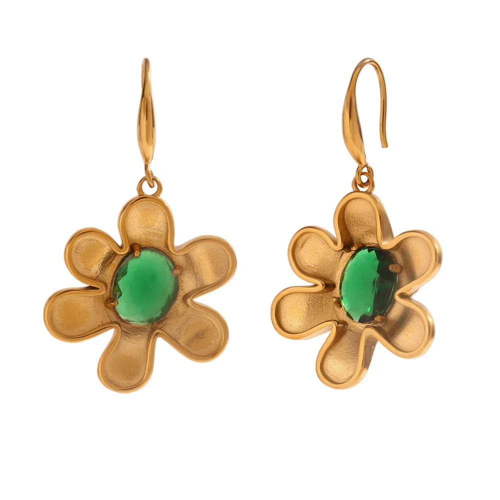 Brincos Flor de Zircônia Banhados a Ouro 18K