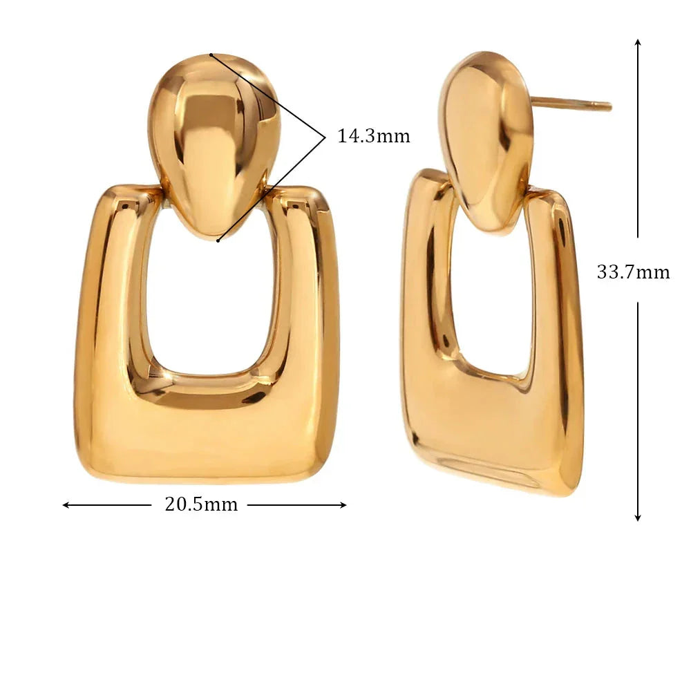Brincos Geométricos de Zircônia Banhados a Ouro