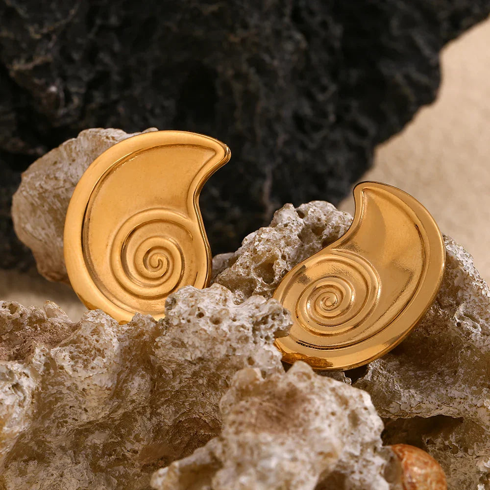 Brincos Espiral Dourada em Aço Inoxidável