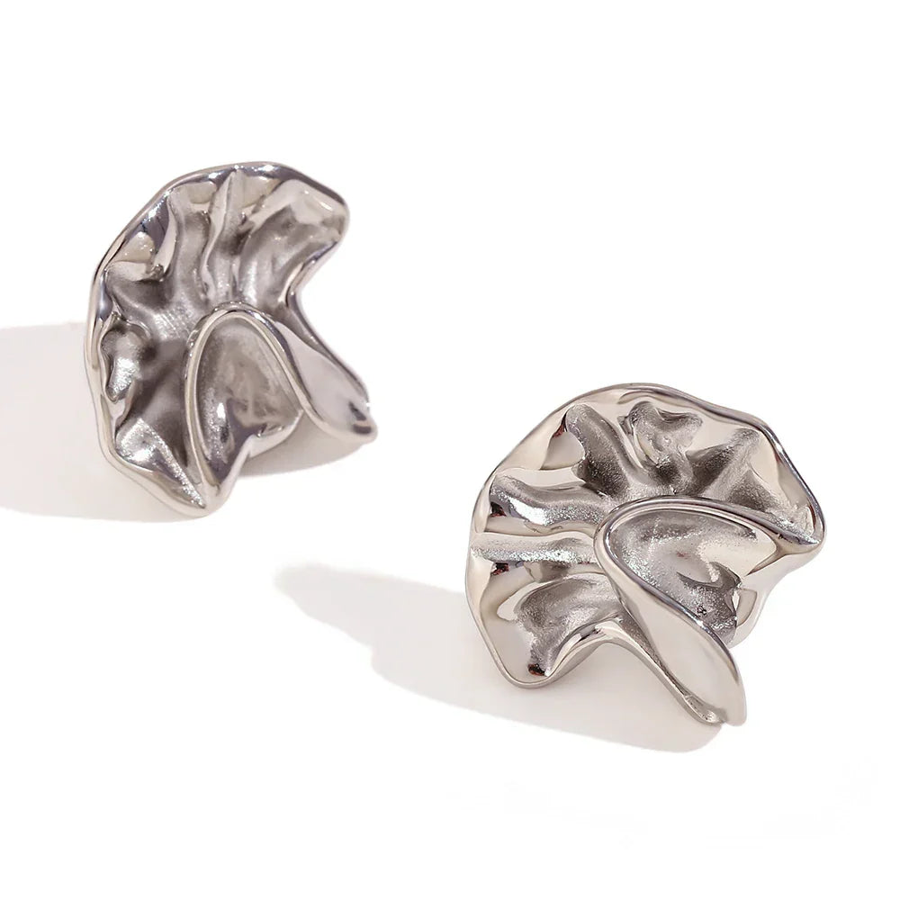Brincos Plissados Elegantes Banhados a Ouro 18k