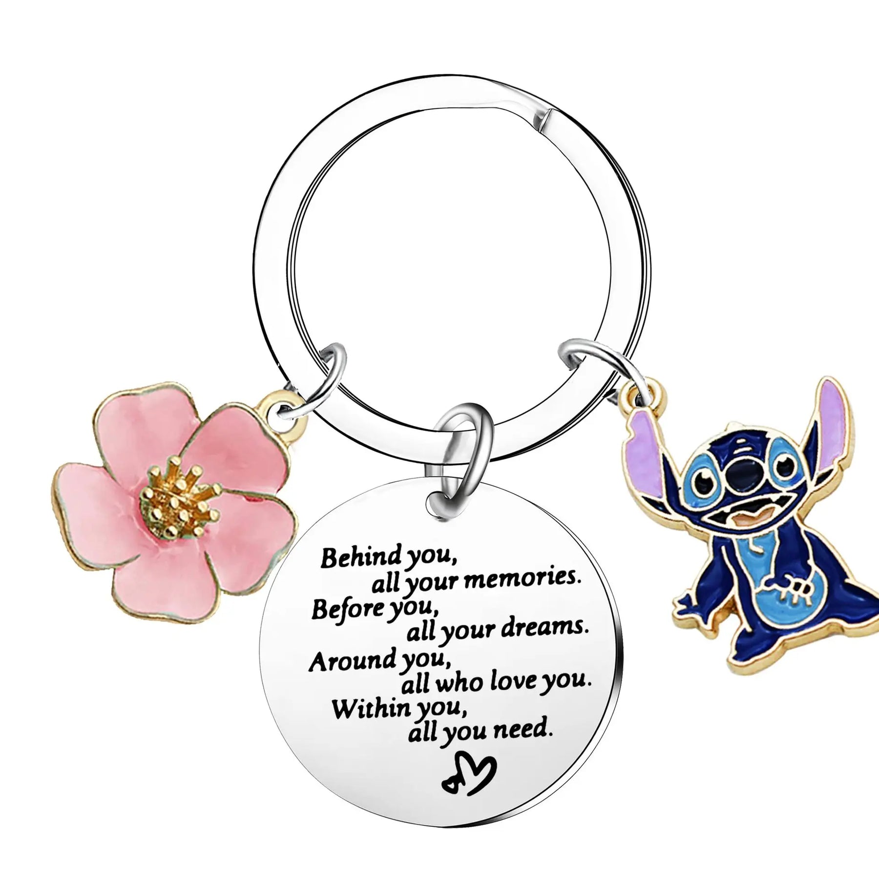 Cute Cartoon Stitch Couple Necklace Stainless Steel Heart Pendant Neck Chain Lovers Best Friends Jewelry Gift
