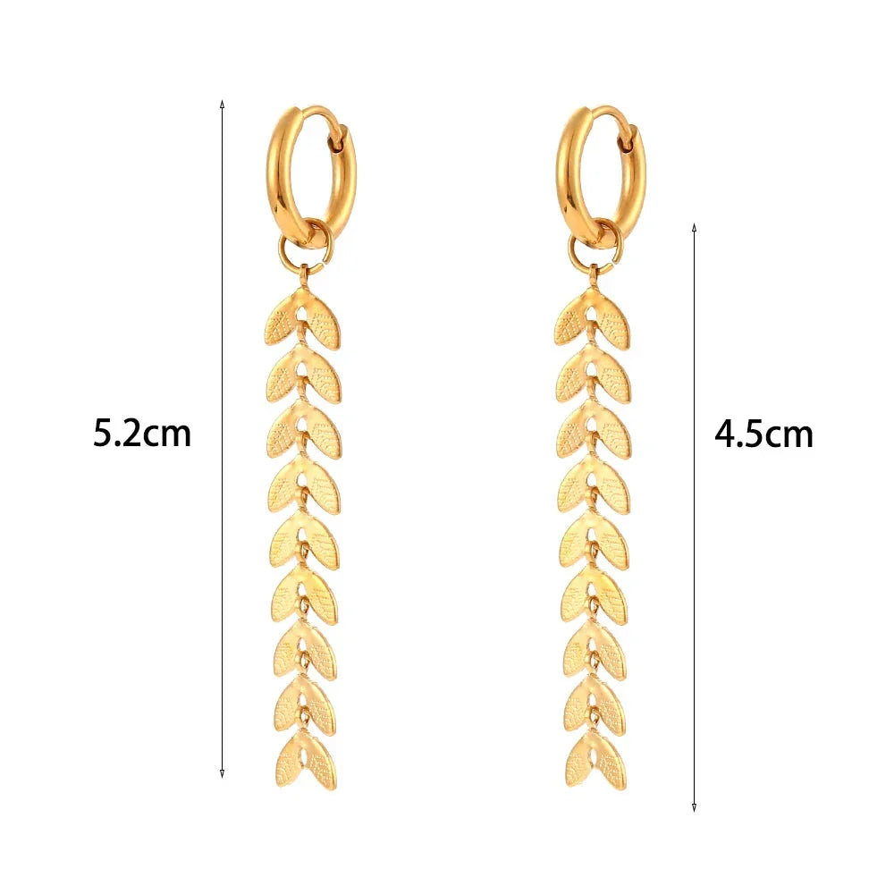 Brincos Elegantes de Ouro 18K com Corrente Oval