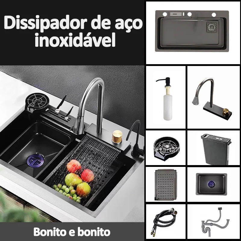 Cuba Aço Inox Escovado - Pia Gourmet Completo