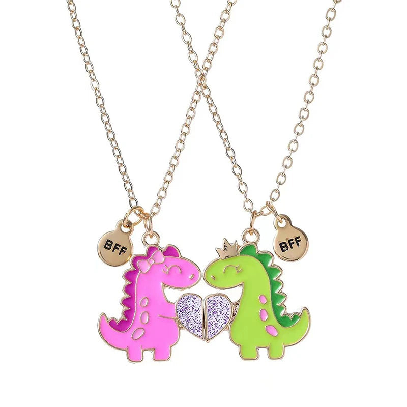 Summer Style 2pcs/set Heart Unicorn Cat Animal Pendant BFF Necklace for 2 Best Friends Girls Friendship Gifts