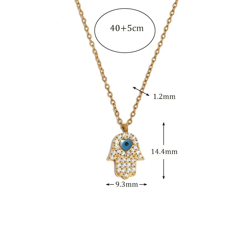 Colar Pingente Olho Grego Zircônia Aço Inoxidável 18K