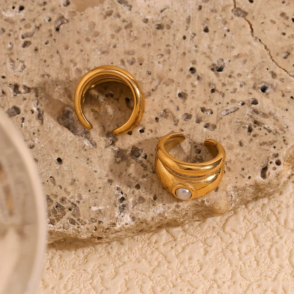 Brinco Clip Duplo Pérola Banhado a Ouro 18K