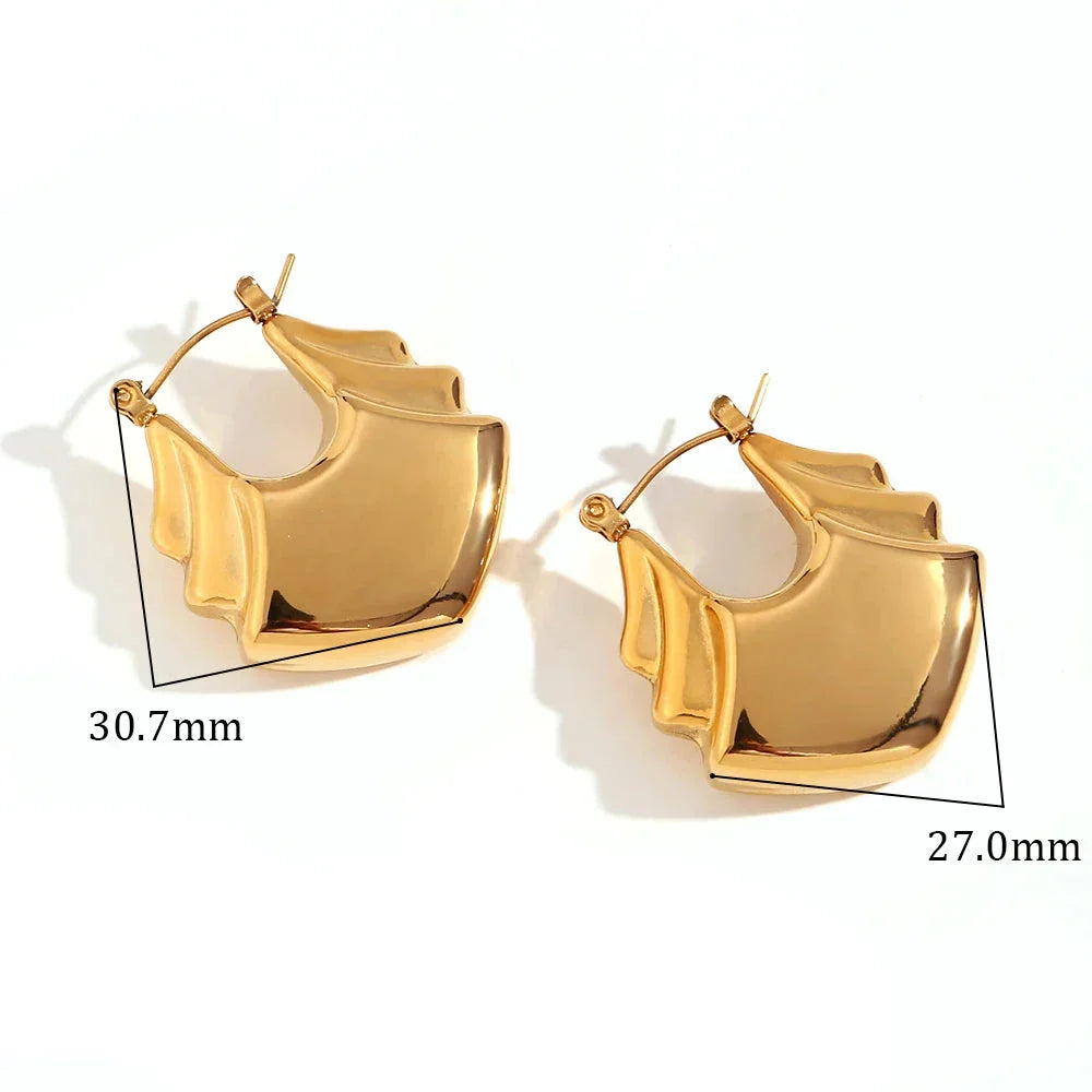 Brincos Elegantes em Camadas de Aço Inoxidável