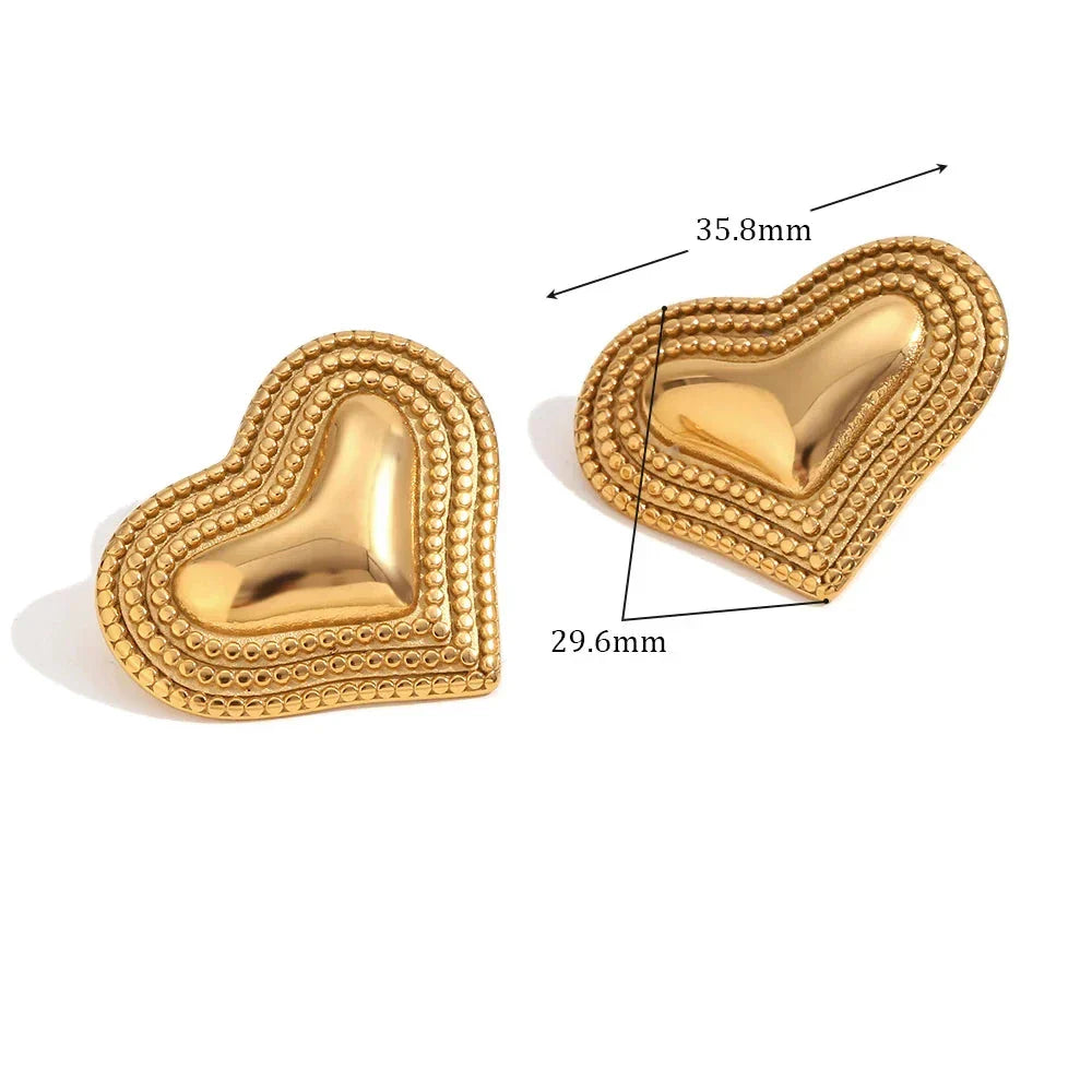 Brincos Coração Banhados a Ouro 18K com Zircônia