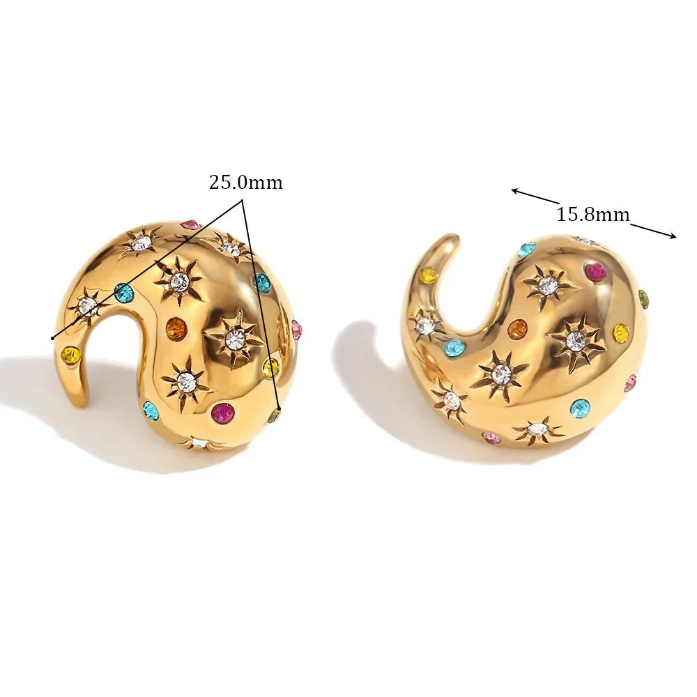 Brincos Luxuosos Belle-Vortex com Zircônia Colorida