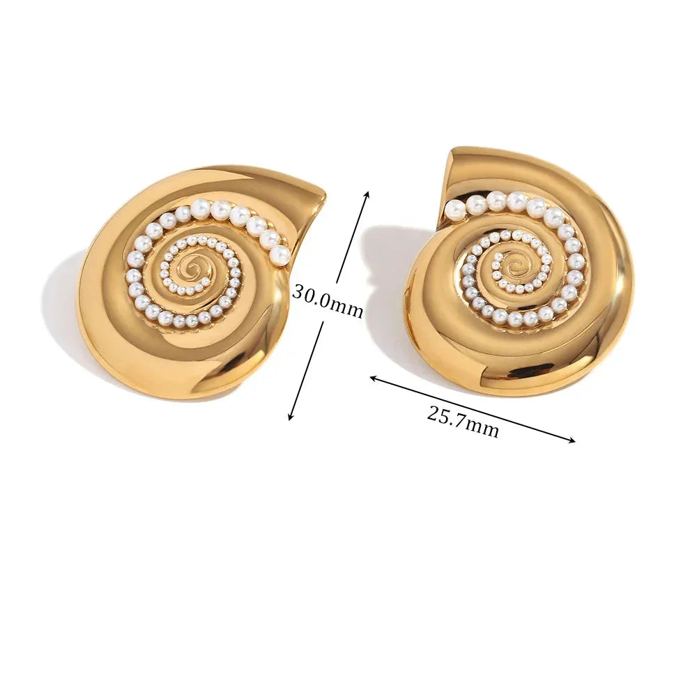 Brincos Caracol com Pérolas e Ouro 18K