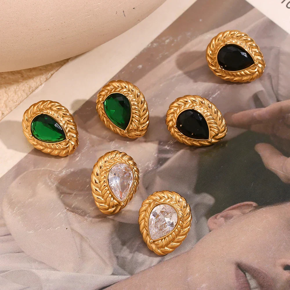 Brincos Elegantes de Gota com Zircônia
