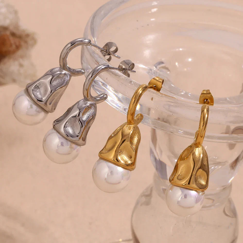 Brincos Elegantes de Pérola com Zircônia