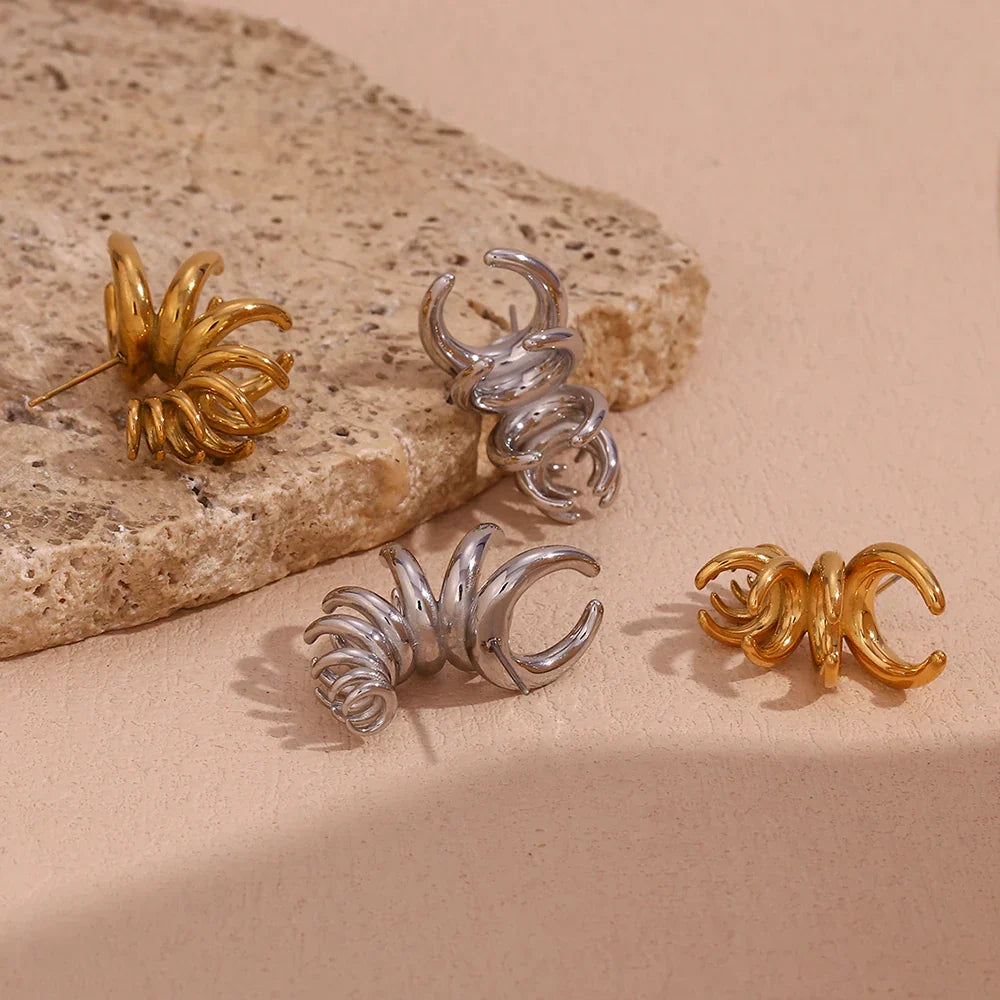 Brincos Elegantes de Pétalas em Aço Inoxidável