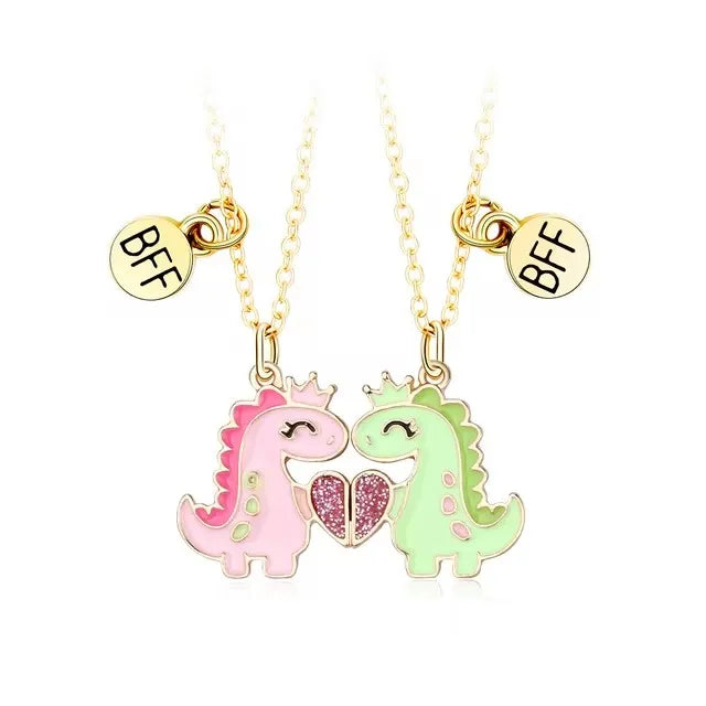 Cute Animal Magnet Necklaces for Women Girls Kawaii Best Friends Cat Rabbit Animal Pendant Chain BFF Friendship Jewelry Gifts