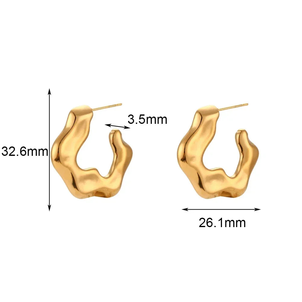 Brincos de Aço Inoxidável com Design Orgânico Dourado