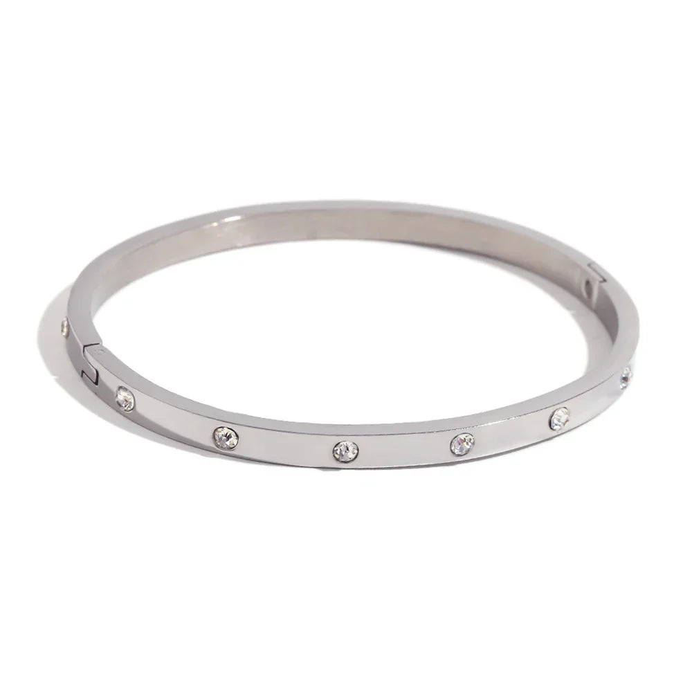 Pulseira Burnetts Joias Dourada com Zircônia e Aço Inoxidável