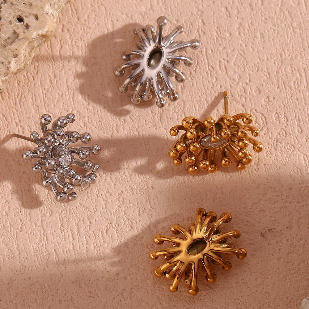 Brincos Elegância de Zircônia em Aço Inox