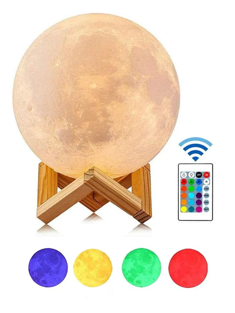 Luminária 3D LED Noturna em Forma de Lua