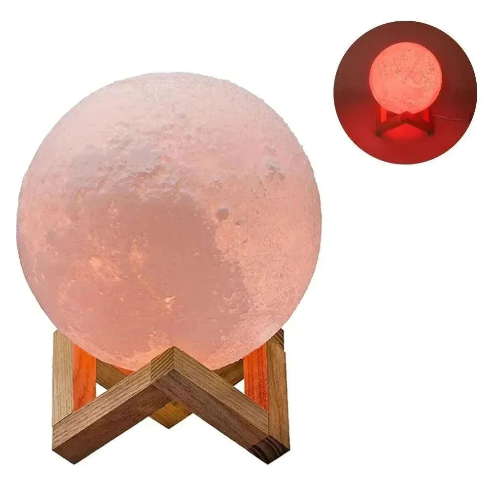 Luminária 3D LED Noturna em Forma de Lua