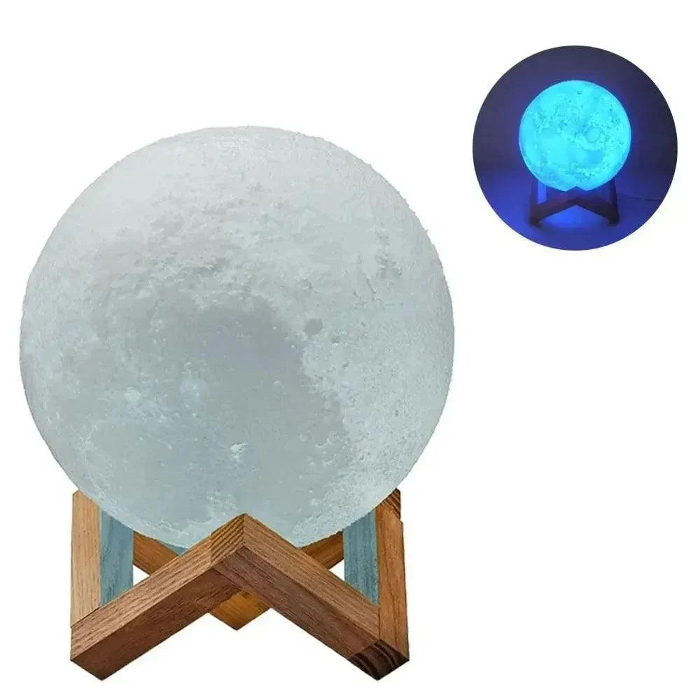 Luminária 3D LED Noturna em Forma de Lua