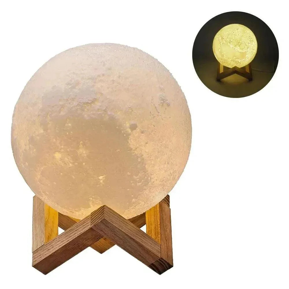 Luminária 3D LED Noturna em Forma de Lua