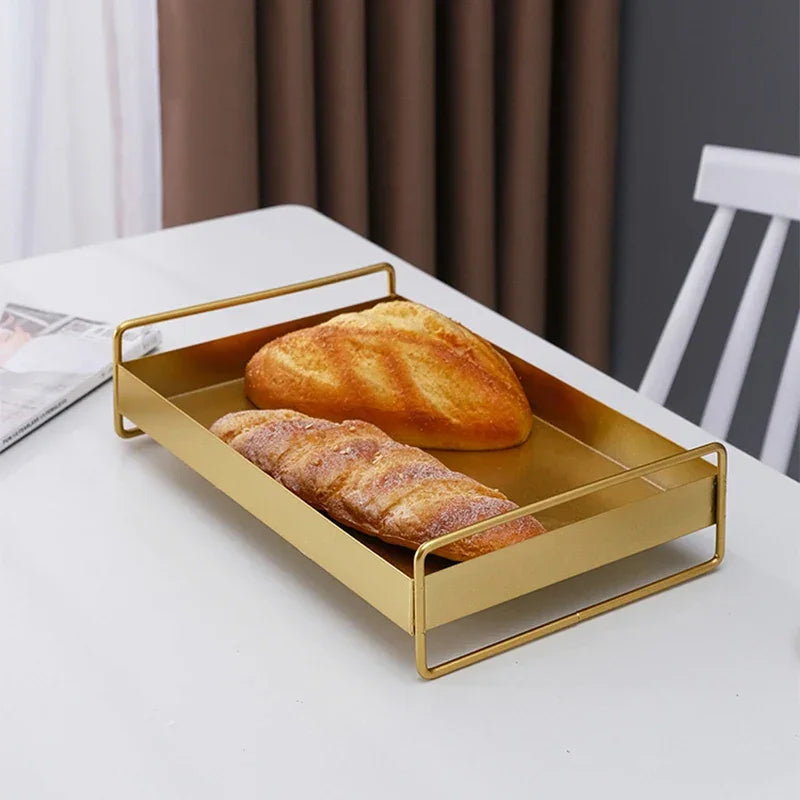 Bandeja Metálica Estilo Nórdico com Tampa para Snacks