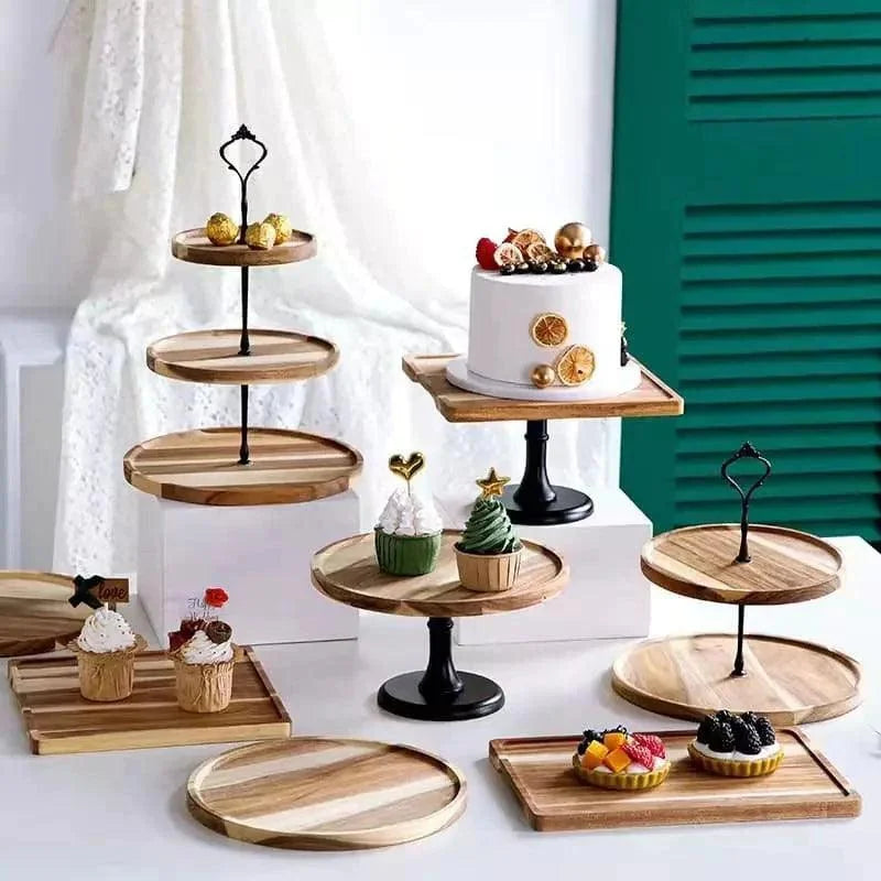 Bandeja para Doces de Madeira Suporte para Doces