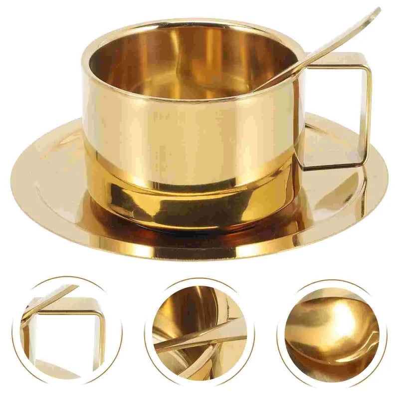 Caneca de Café Dourado de Aço Inoxidável