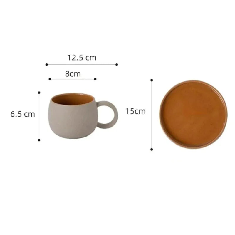 Caneca de Cerâmica com Pires Vintage