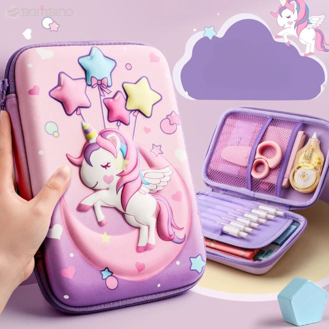Estojo Escolar Unicórnio 3D Infantil Bambino
