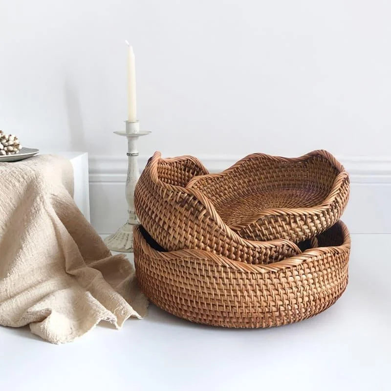 Cesta de Vime em Rattan Feita à Mão