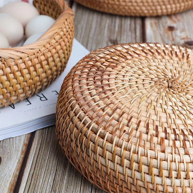 Cesta de Vime em Rattan Feita à Mão