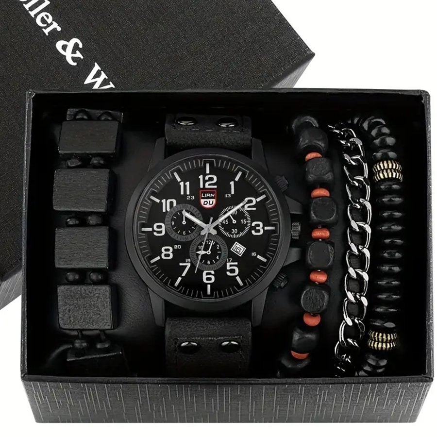 kit Presente Masculino – Relógio + 4 pulseiras