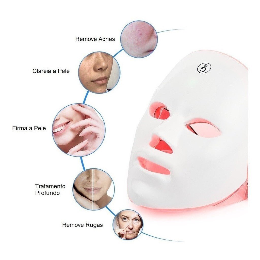 DermaLight ™ - Máscara de LED Fototerapia 7 Cores - Tudo Tem