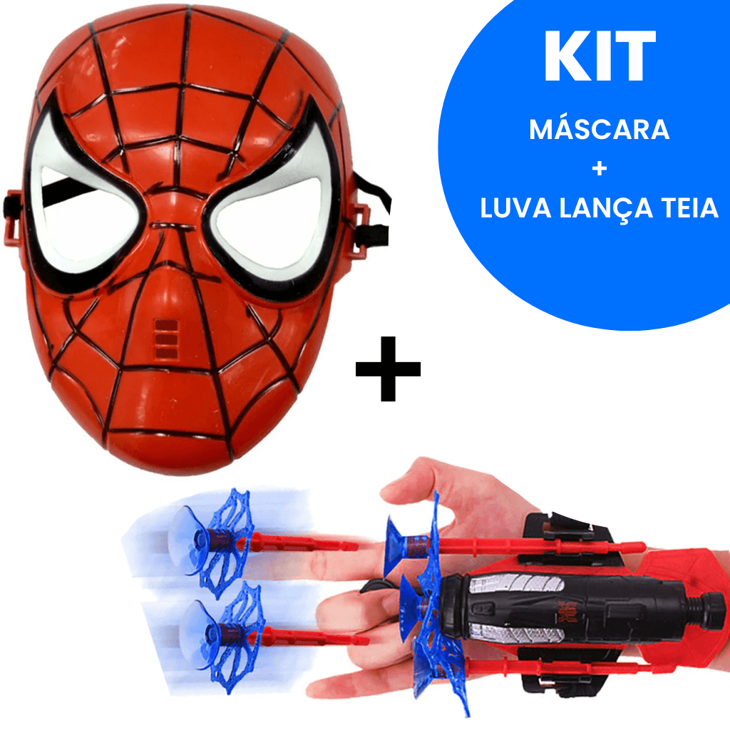 Kit Luva Do Homem Aranha Lança Teia + Máscara COM LED - Tudo Tem