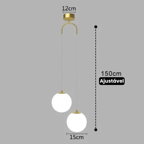 Pendente Moderno de Vidro com LED para Sala e Quarto