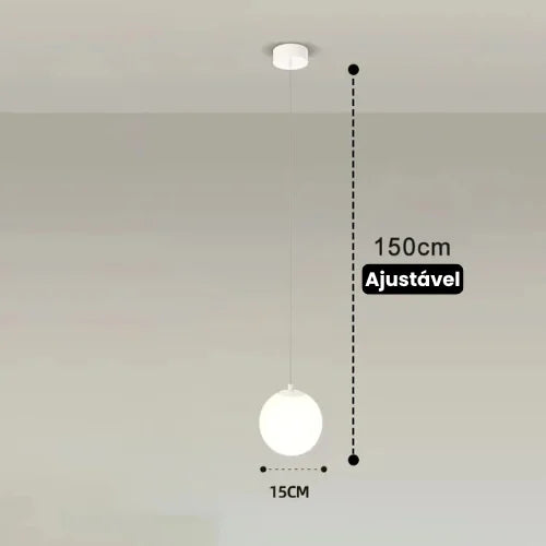 Pendente Moderno de Vidro com LED para Sala e Quarto