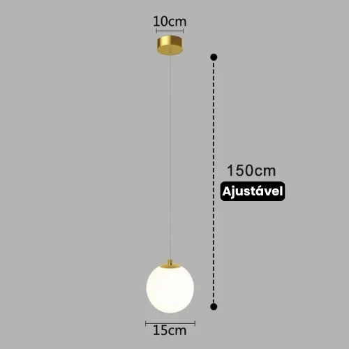 Pendente Moderno de Vidro com LED para Sala e Quarto