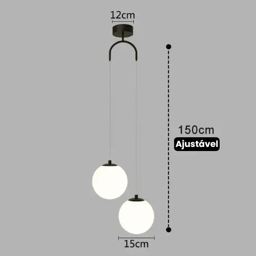 Pendente Moderno de Vidro com LED para Sala e Quarto