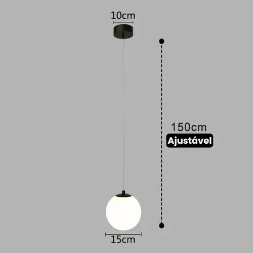 Pendente Moderno de Vidro com LED para Sala e Quarto