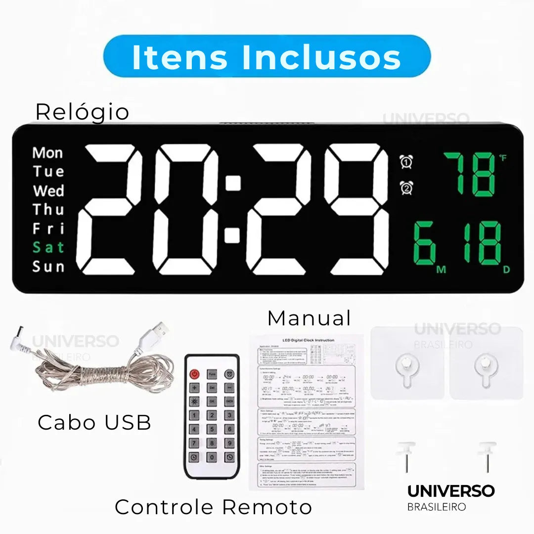 Relógio de Parede Digital LED - Minz